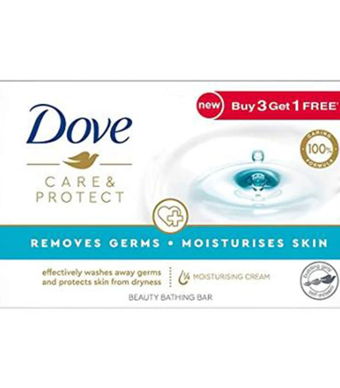 Dove Care & Protect Moisturising Cream Beauty Bathing Bar, 100g (Buy 3 & Get 1 Free)