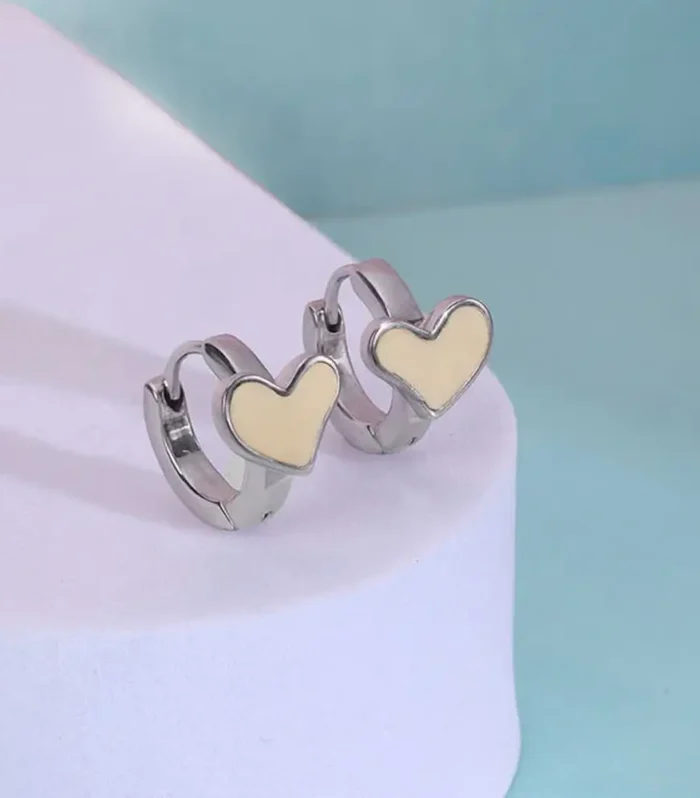 Soft Heart Silver Hoop Earrings