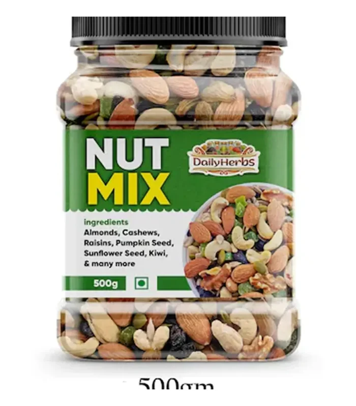 DAILYHERBS Premium Nut Mix |( Almonds, Cashews, Raisins, Apricots, Dates, Assorted Seeds & Nuts (500 g)